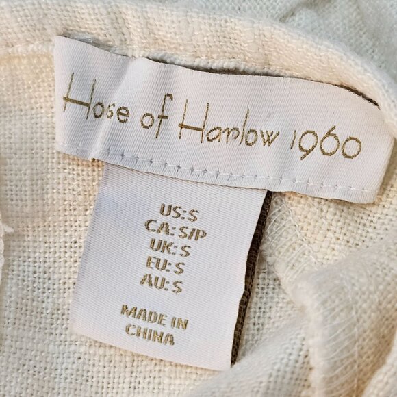 House Of Harlow 1960 Linen Blend Puff Sleeve Top & Shorts Set Size Small Ivory - Picture 8 of 14